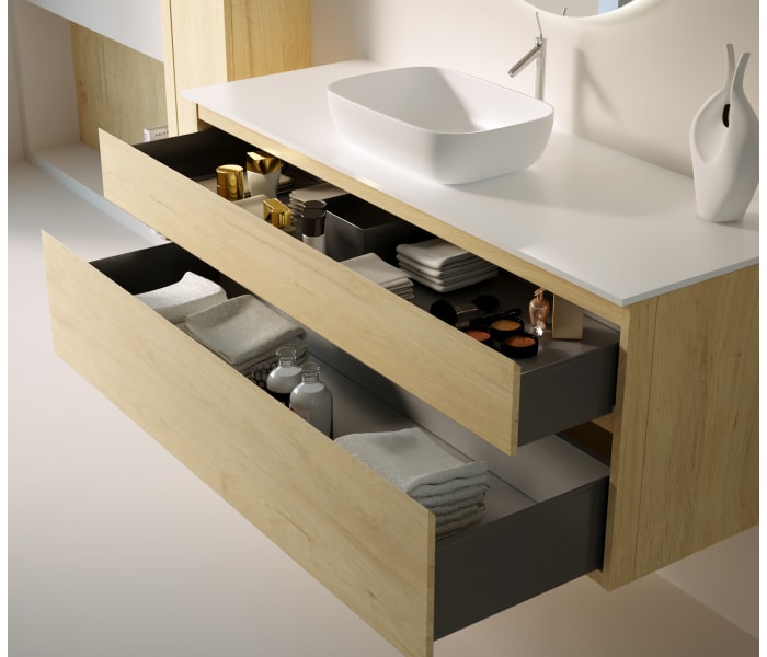 Mueble de baño madera maciza con encimera de solid surface Bruntec Alpes 1 Detalle 2