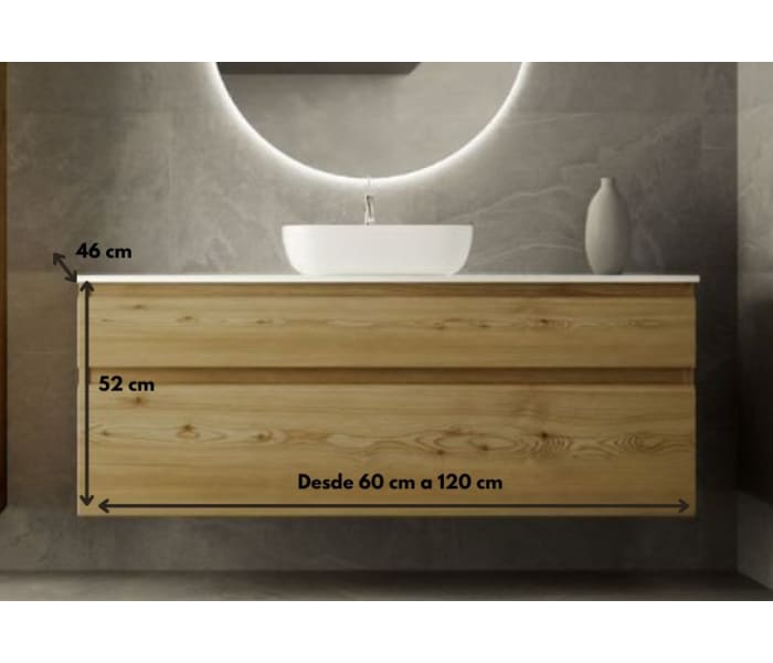 Mueble de baño con encimera de solid surface Bruntec Alpes 1 Croquis 2