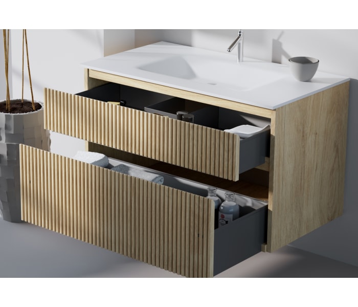 Conjunto de mueble de baño de madera maciza palilleria Bruntec Alpes 2 Detalle 3