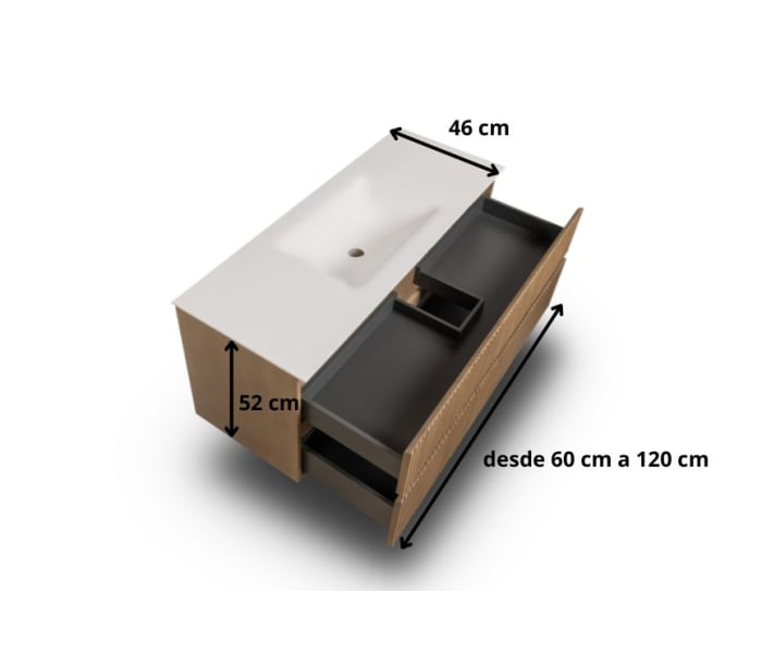 Conjunto de mueble de baño de madera maciza palilleria Bruntec Alpes 2 Croquis 7