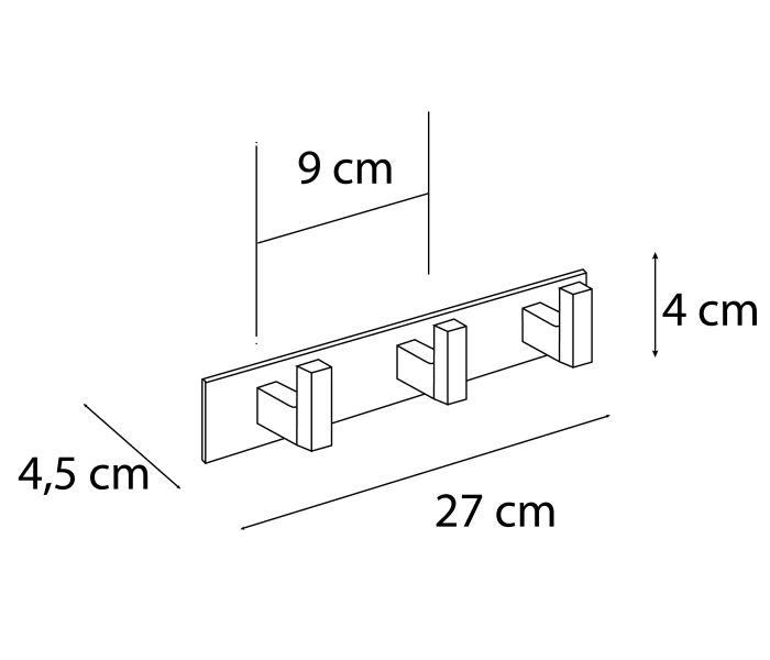 Percha triple Mediterránea de Baño 603 Croquis 1