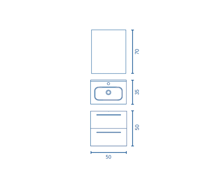 Conjunto completo mueble de baño fondo reducido 35 cm Royo Street Croquis 9