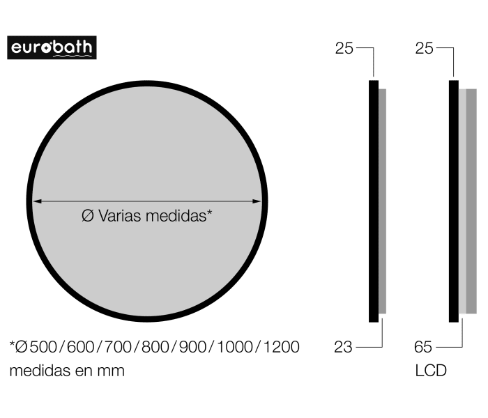 Espejo de baño con luz LED de Eurobath, Vanuatu Croquis 15