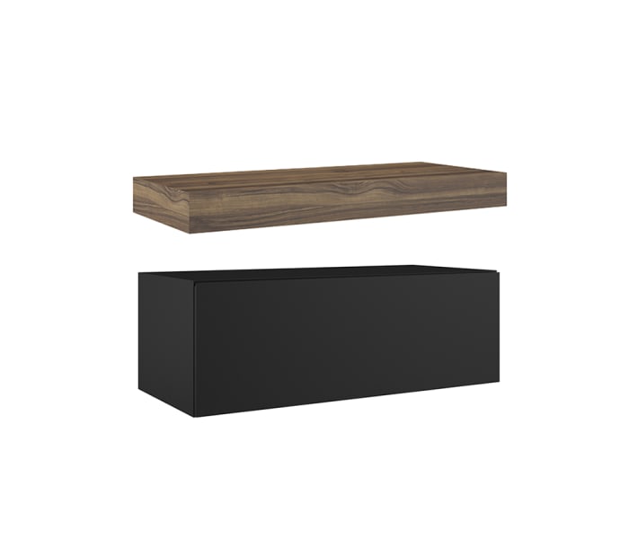 Mueble de baño con encimera de madera 10 cm de altura en color Valenti con cajonera Visobath Nomad Principal 11