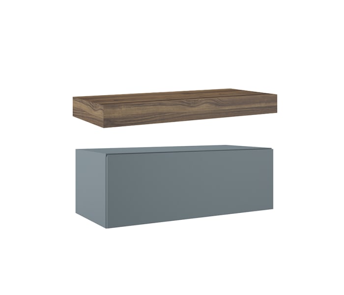 Mueble de baño con encimera de madera 10 cm de altura en color Valenti con cajonera Visobath Nomad Principal 5