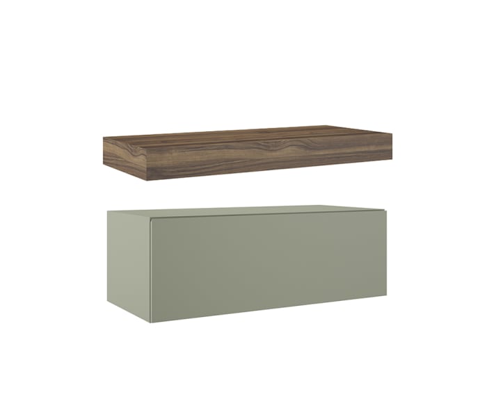 Mueble de baño con encimera de madera 10 cm de altura en color Valenti con cajonera Visobath Nomad Principal 4