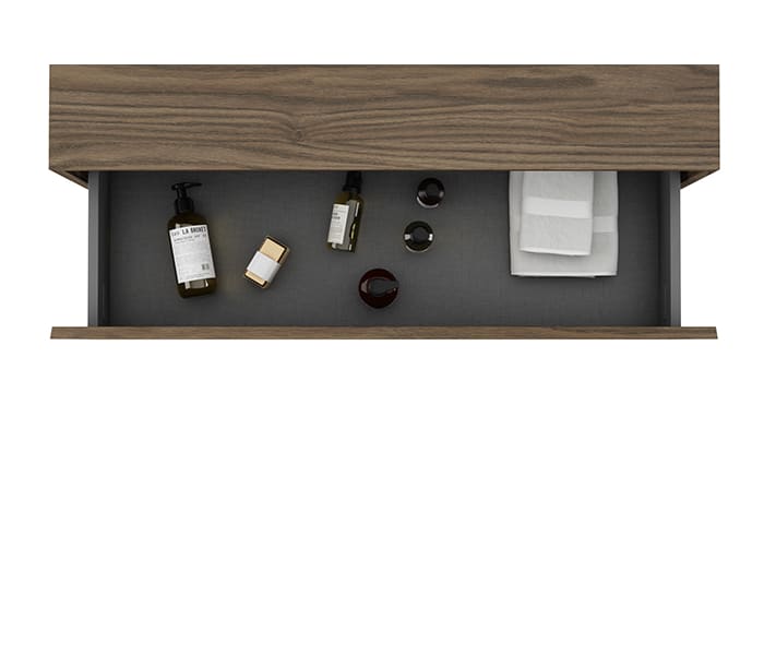 Mueble de baño con encimera de madera 10 cm de altura en color Valenti con cajonera Visobath Nomad Detalle 13