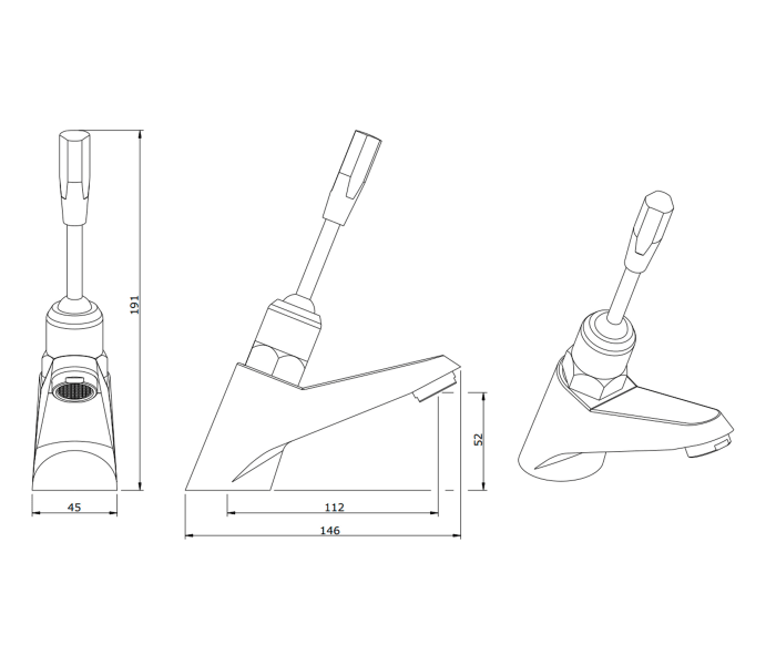 Grifo de lavabo temporizado Unisan Eco PMR Croquis 1