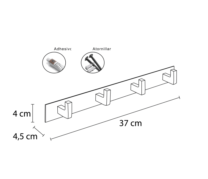 Percha cuádruple Mediterránea de Baño Glass Croquis 1