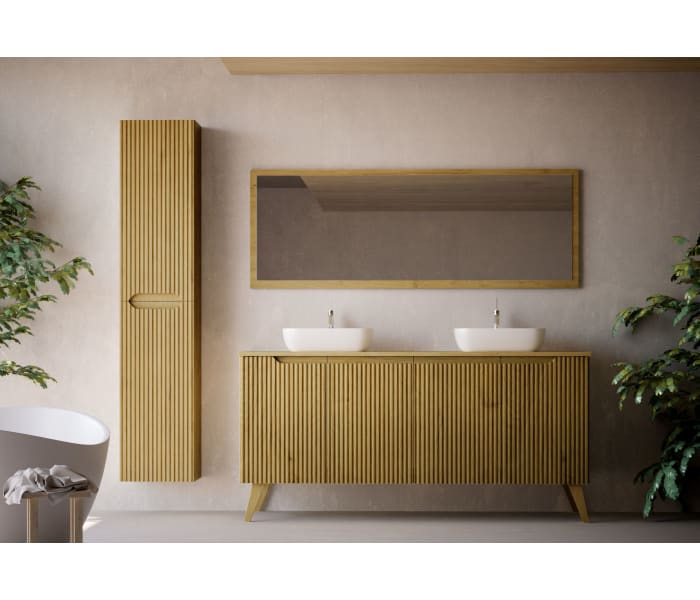 Mueble de baño con encimera de madera maciza con patas Bruntec Alpes 15 Principal 1