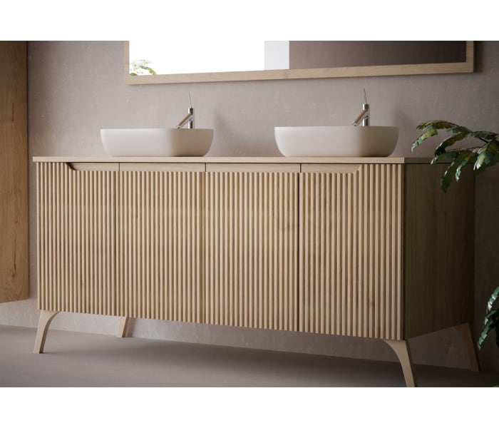 Mueble de baño con encimera de madera maciza con patas Bruntec Alpes 15 Detalle 2