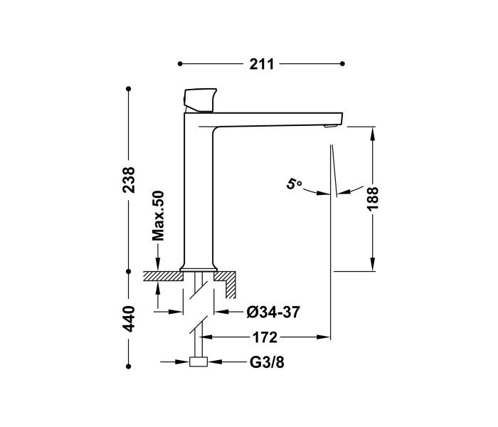 Grifo de lavabo tres Project Croquis 12