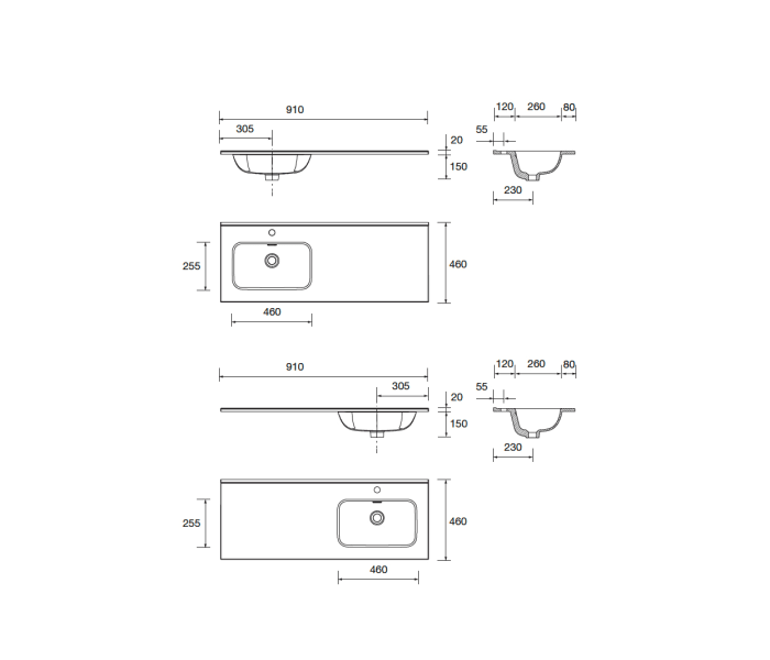 Conjunto mueble de baño Salgar Luva Croquis 5