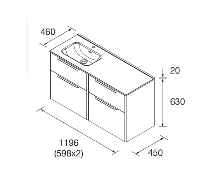 Conjunto mueble de baño Salgar Luva Croquis 6