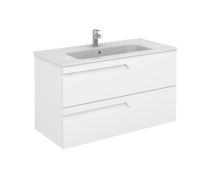 ROYO VITALE Mueble de Baño con Lavabo Fondo Reducido 2 Cajones Blanco  Nature - Medida: 60 CMS