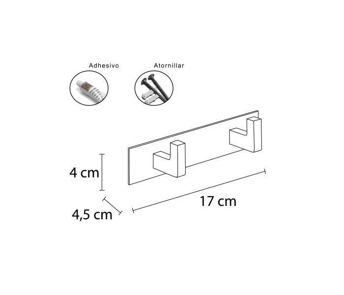 Percha doble Mediterránea de Baño Glass Croquis 1