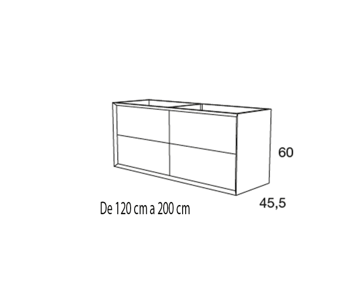 Mueble de baño con encimera de madera Avila Dos Sue Lux Croquis 2