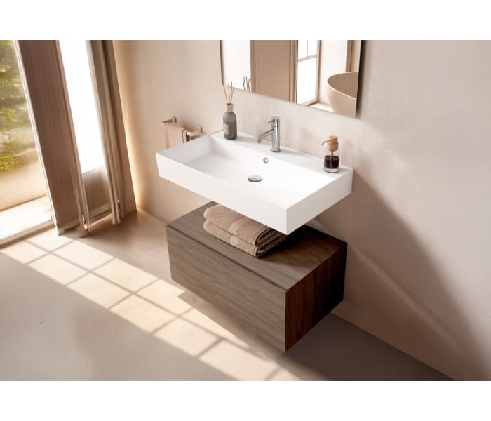Conjunto mueble de baño Viso con lavabo de cerámica 12 cm de altura y cajonera Nomad Principal 13