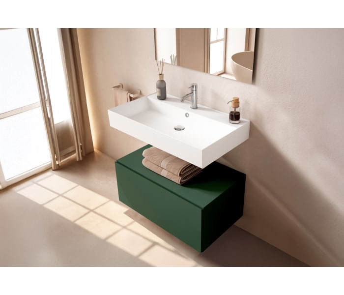 Conjunto mueble de baño Viso con lavabo de cerámica 12 cm de altura y cajonera Nomad Principal 9