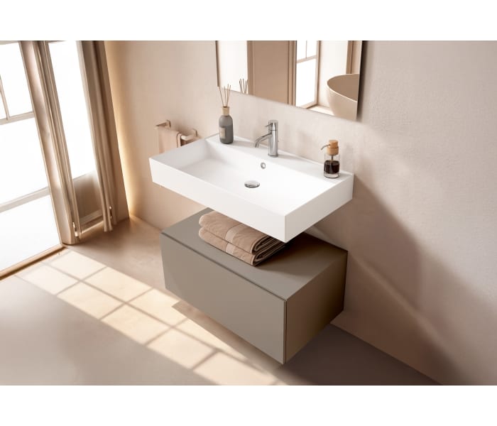 Conjunto mueble de baño Viso con lavabo de cerámica 12 cm de altura y cajonera Nomad Principal 10