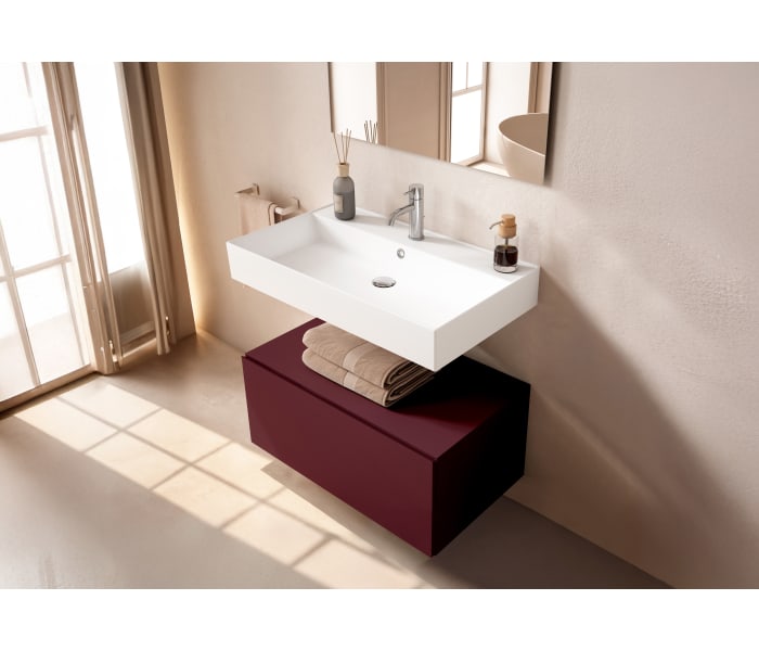 Conjunto mueble de baño Viso con lavabo de cerámica 12 cm de altura y cajonera Nomad Principal 12