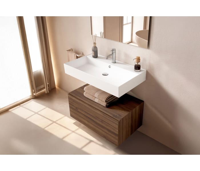 Conjunto mueble de baño Viso con lavabo de cerámica 12 cm de altura y cajonera Nomad Principal 8