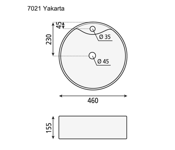 Lavabo sobre encimera Bruntec Yakarta Croquis 2