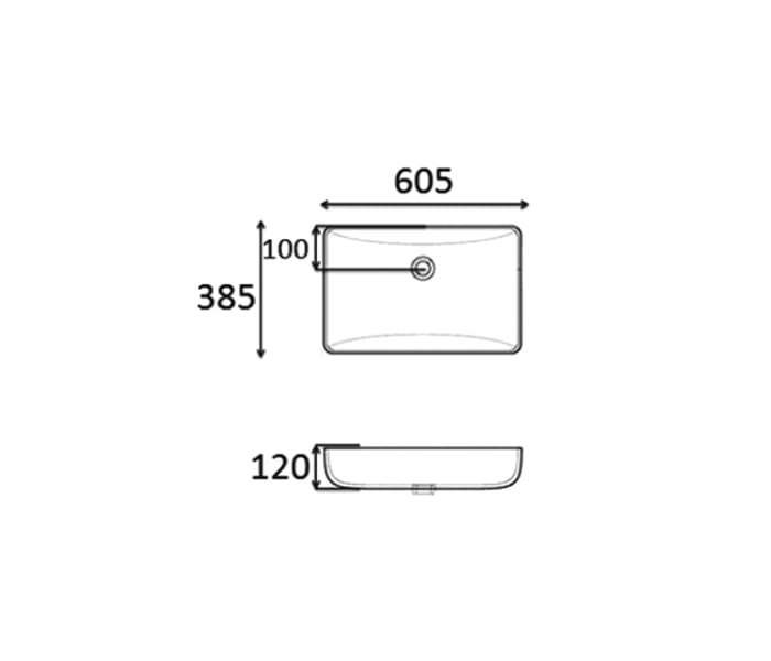 Lavabo sobre encimera Bruntec Boston Croquis 1