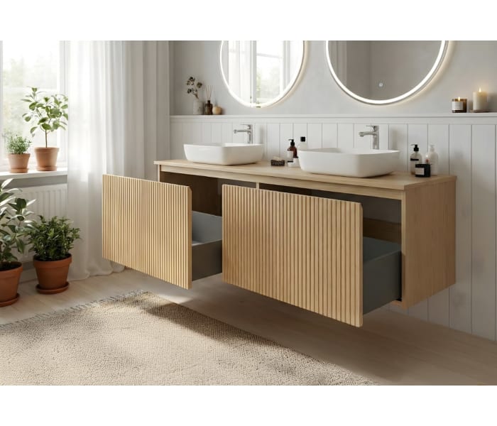 Mueble de baño madera maciza con encimera de madera Bruntec Alpes 4 Detalle 2