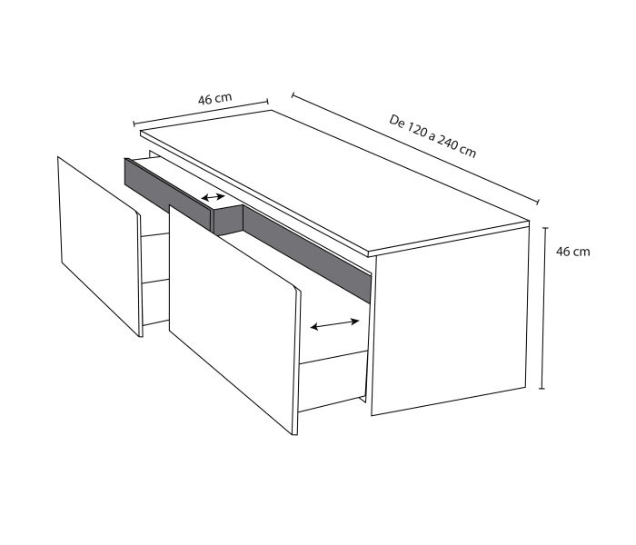 Mueble de baño madera maciza con encimera de madera Bruntec Alpes 4 Croquis 6