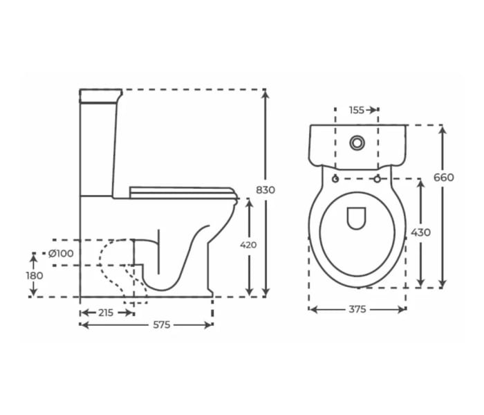 Inodoro compacto Fossil Natura Olimpia con tapa de madera Croquis 2
