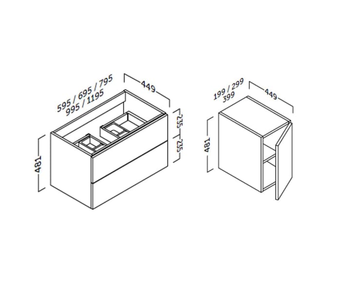 Mueble de baño con encimera de madera Coycama Landes Croquis 7