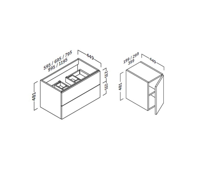 Mueble de baño con encimera de madera Coycama Landes Croquis 7