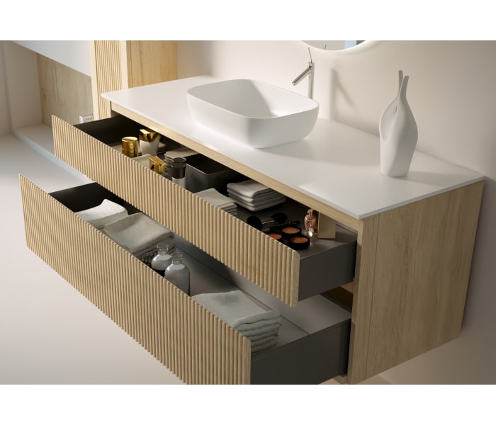 Mueble de baño madera maciza con encimera de solid surface Bruntec Alpes 5 Detalle 2