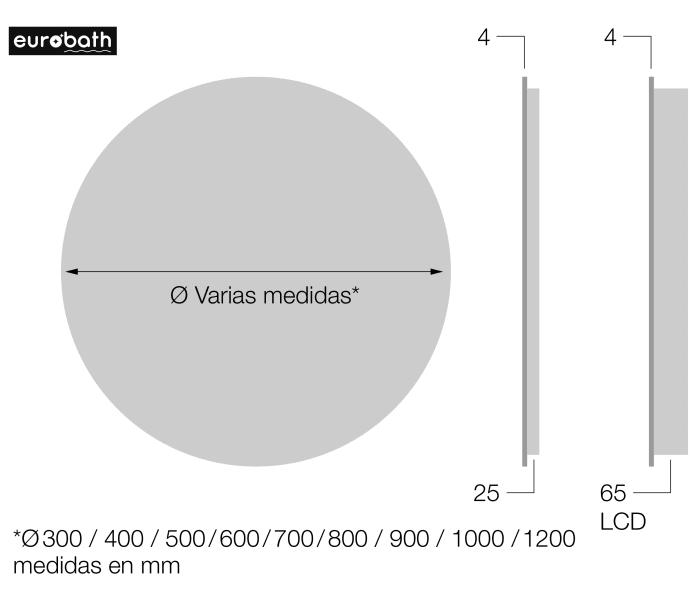 Espejo de baño con luz LED de Eurobath, Tenerife Croquis 6