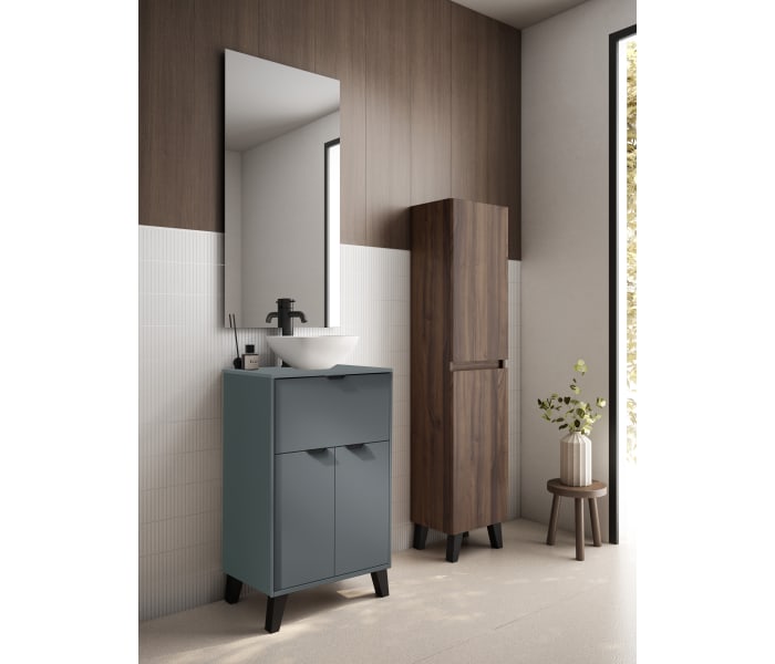 Conjunto mueble de baño fondo reducido 35.5 cm con lavabo sobre encimera Visobath Midi Principal 1