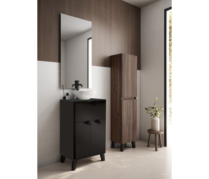 Conjunto mueble de baño fondo reducido 35.5 cm con lavabo sobre encimera Visobath Midi Principal 2