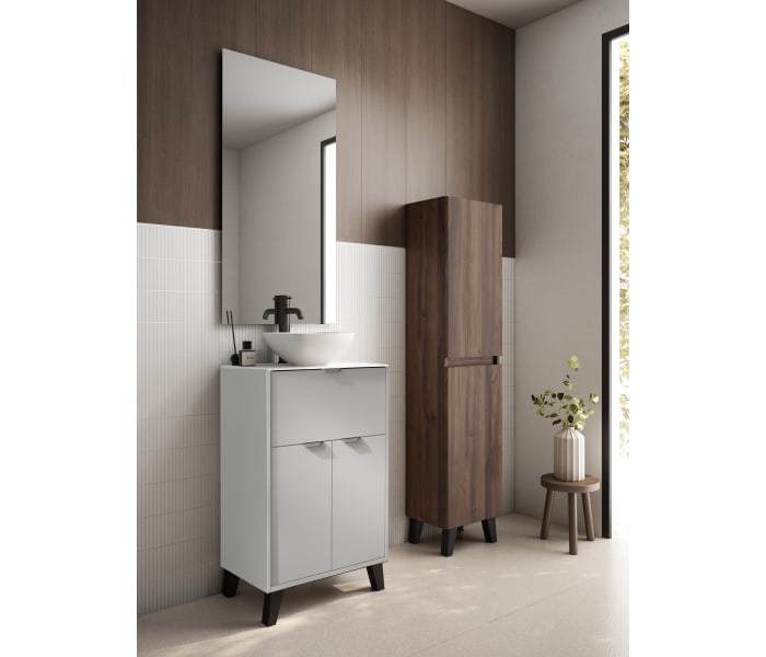 Conjunto mueble de baño fondo reducido 35.5 cm con lavabo sobre encimera Visobath Midi Principal 3