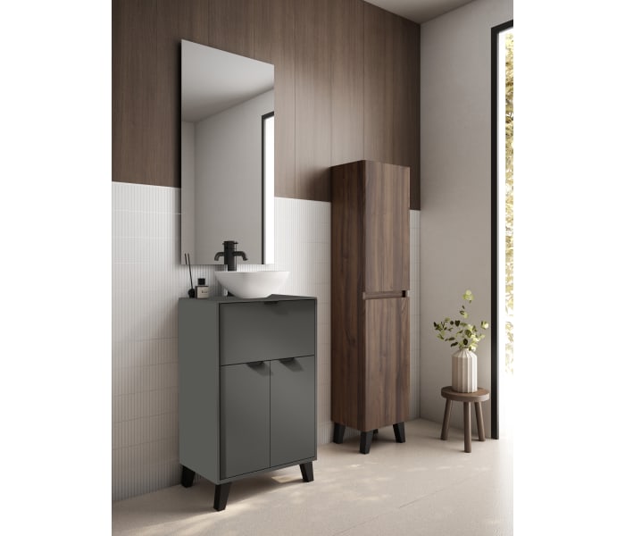 Conjunto mueble de baño fondo reducido 35.5 cm con lavabo sobre encimera Visobath Midi Principal 4