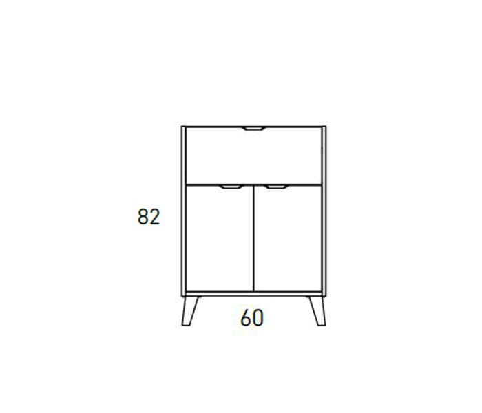 Conjunto mueble de baño fondo reducido 35.5 cm con lavabo sobre encimera Visobath Midi Croquis 2