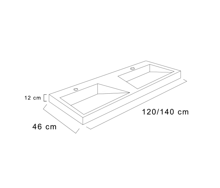 Lavabo de baño suspendido Torvisco Cut Plus F12 Croquis 6