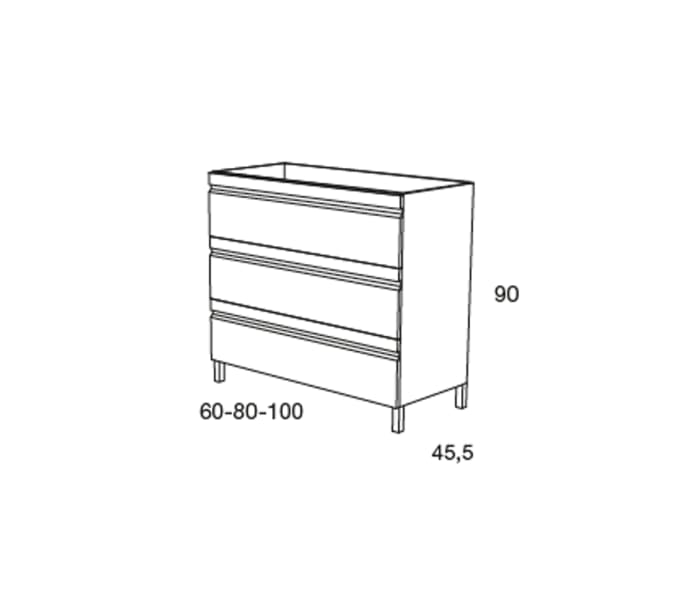 Mueble con patas 3 cajones y lavabo porcelana Natalia Avila Dos —  Azulejossola