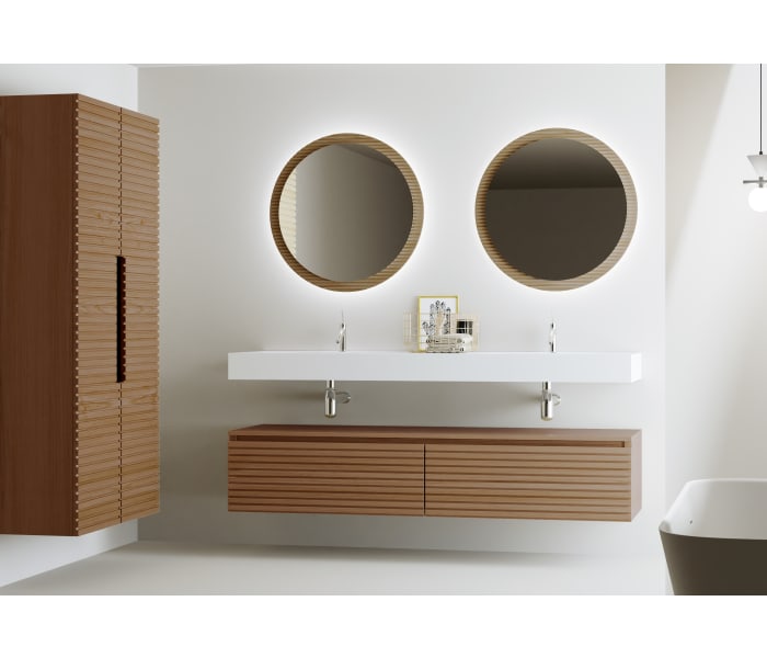 Conjunto de mueble de baño con doble lavabo solid surface y cajonera Bruntec Alpes 4 Principal 0