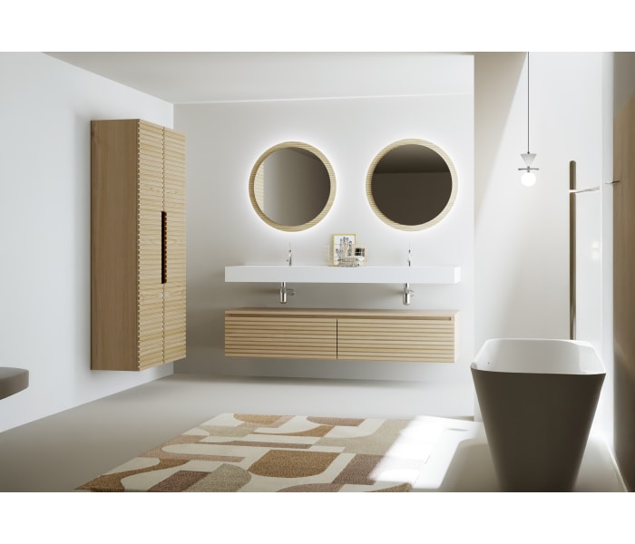 Conjunto de mueble de baño con doble lavabo solid surface y cajonera Bruntec Alpes 4 Ambiente 6