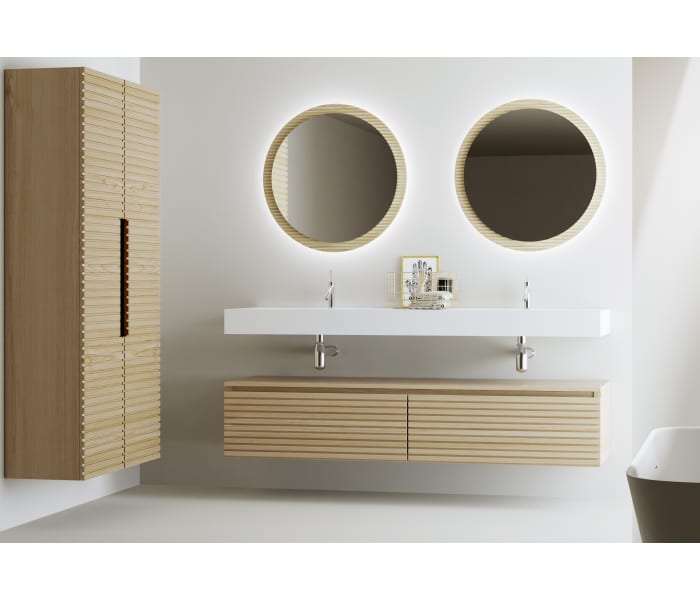 Conjunto de mueble de baño con doble lavabo solid surface y cajonera Bruntec Alpes 4 Principal 1