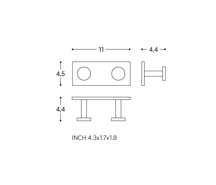 Percha doble de baño Cosmic Stick Croquis 2