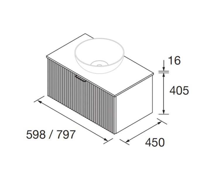 Mueble de baño con encimera de madera Salgar Biba Croquis 3