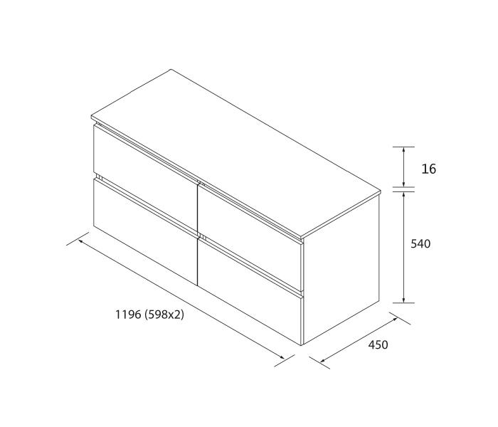 Mueble de baño para lavabo sobre encimera Salgar Bequia Croquis 12