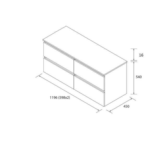 Mueble de baño para lavabo sobre encimera Salgar Bequia Croquis 14