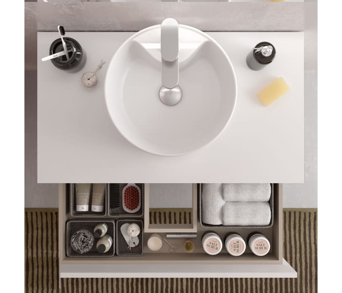 Conjunto mueble de baño con lavabo sobre encimera Salgar Bequia Detalle 3